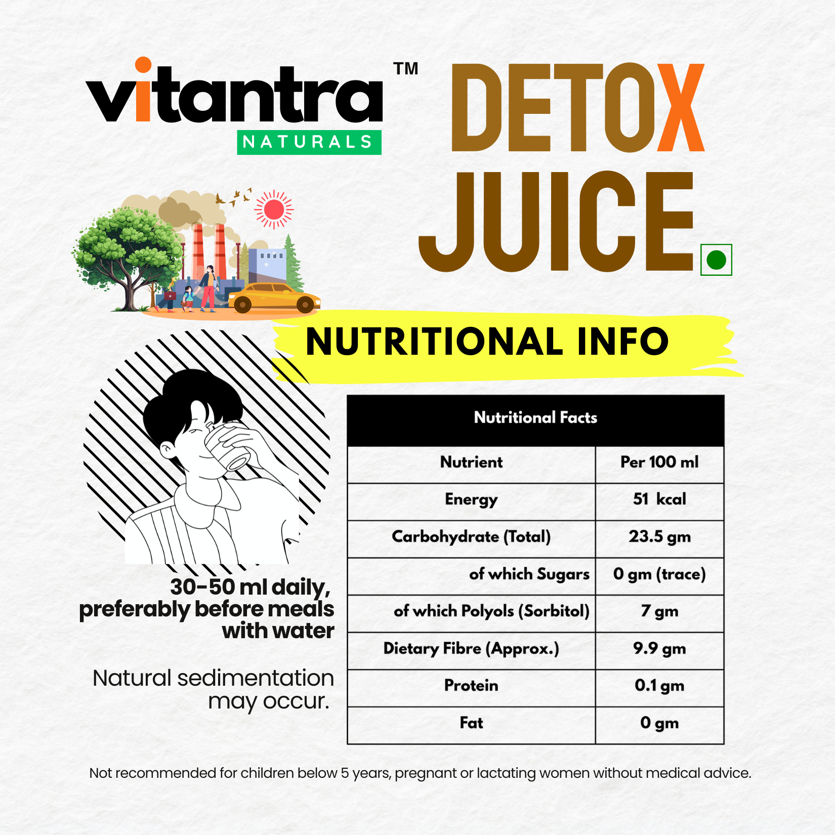 Vitantra Naturals Herbal Detox Juice – Ayurvedic Cleansing Drink for Liver Detox, Weight Loss & Digestive Health