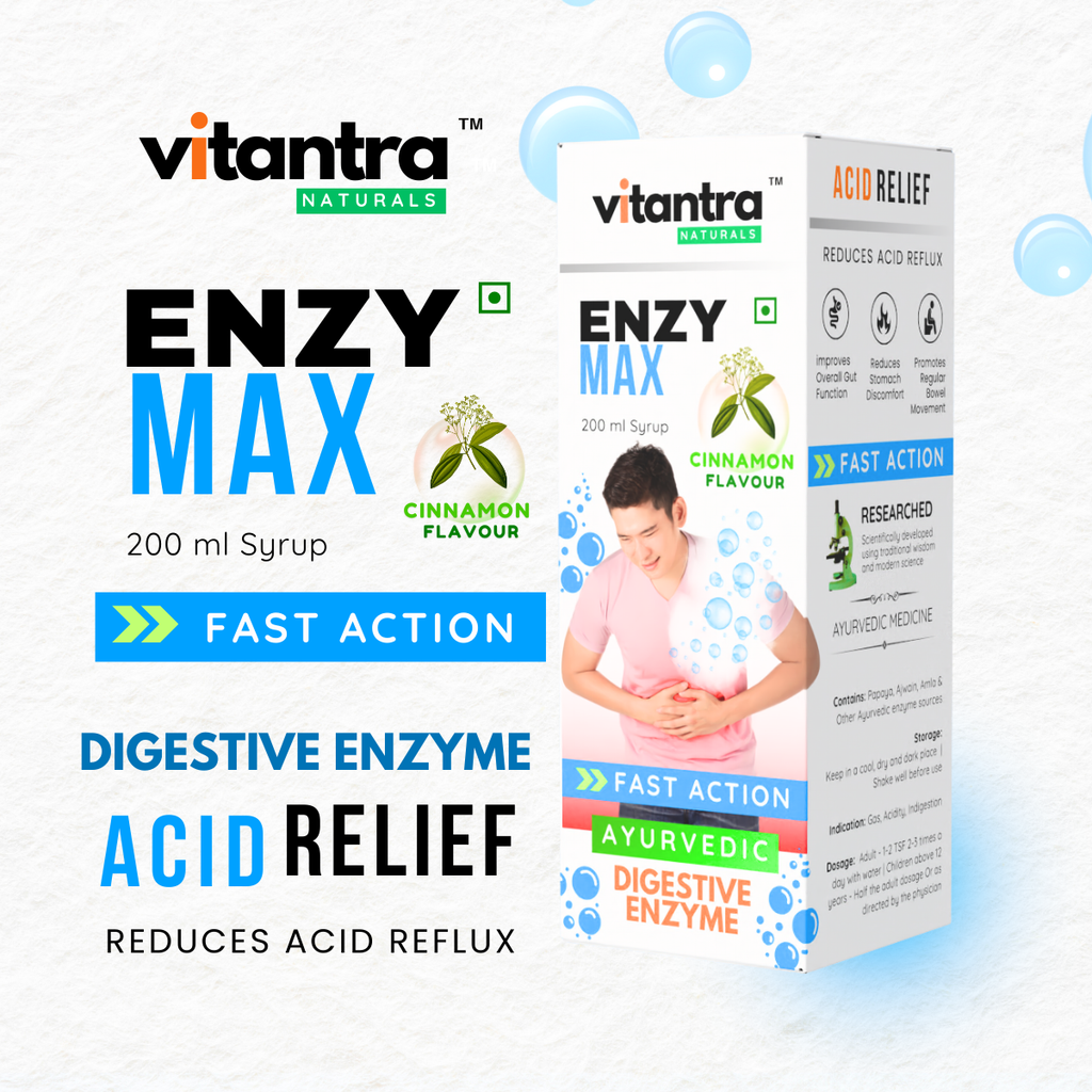 ENZY MAX – Ayurvedic Fast-Action Digestive Enzyme Syrup for Instant Acid Relief, Gas, Acidity & Indigestion