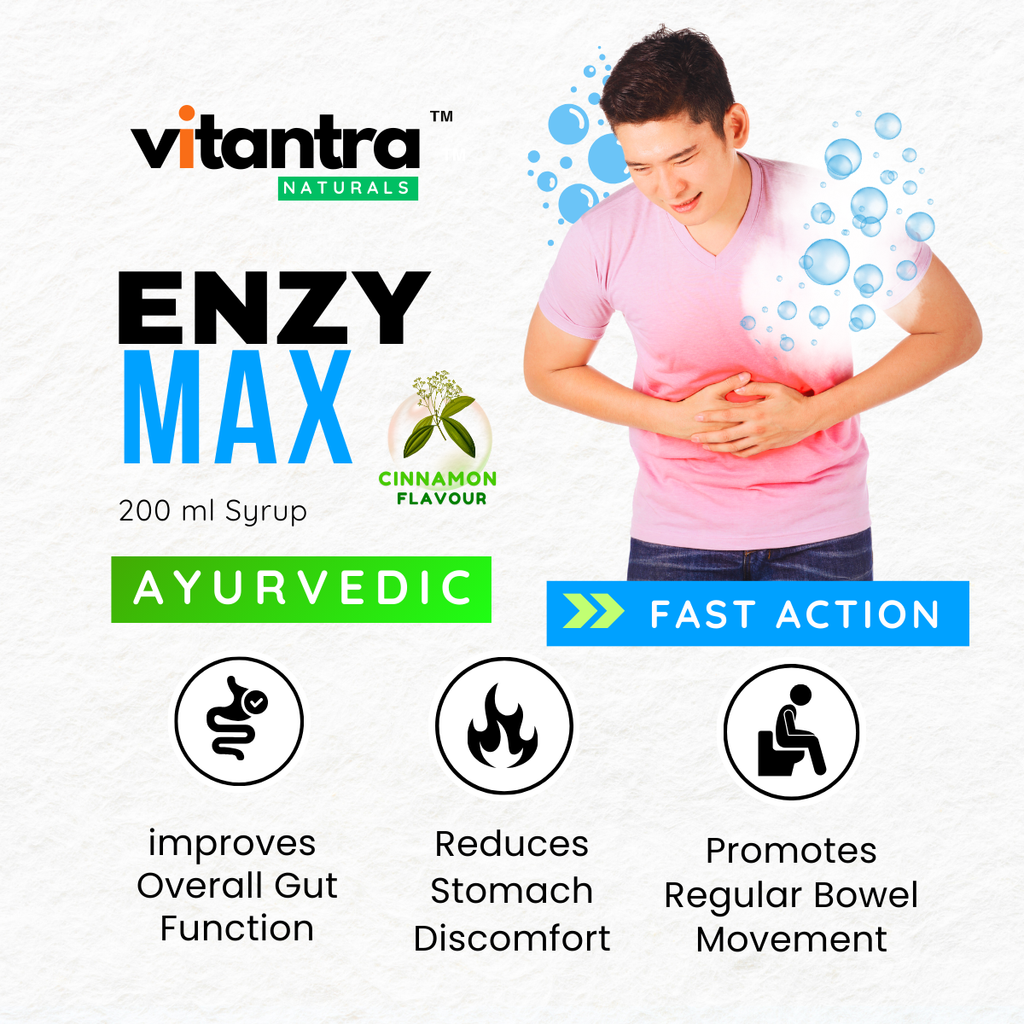 ENZY MAX – Ayurvedic Fast-Action Digestive Enzyme Syrup for Instant Acid Relief, Gas, Acidity & Indigestion