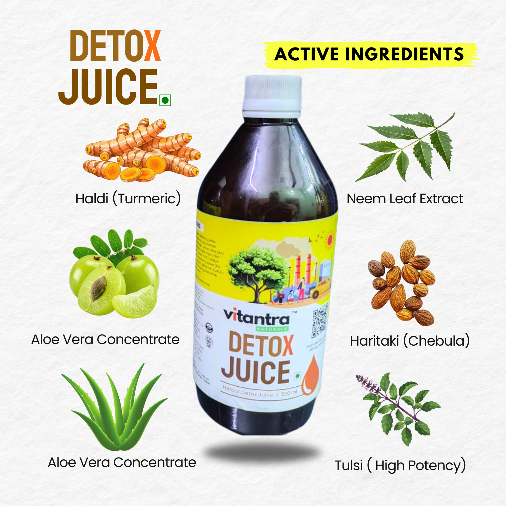 Vitantra Naturals Herbal Detox Juice – Ayurvedic Cleansing Drink for Liver Detox, Weight Loss & Digestive Health