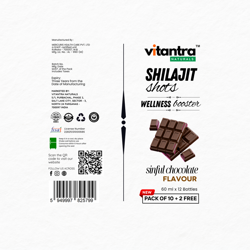 Vitantra Naturals Shilajit Shots – Sinful Chocolate Flavour (Pack of 12)