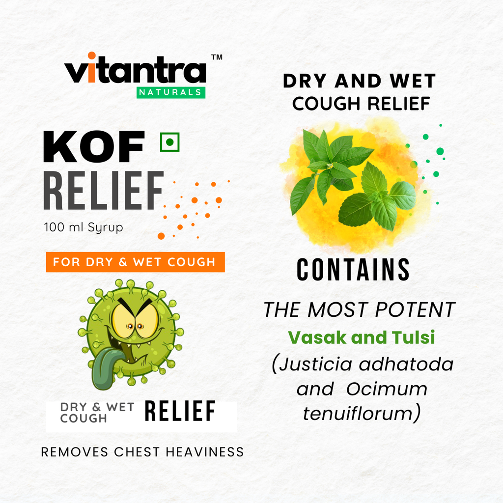 KOF Relief – Ayurvedic Dry & Wet Cough Syrup for Instant Relief, Chest Congestion & Sore Throat