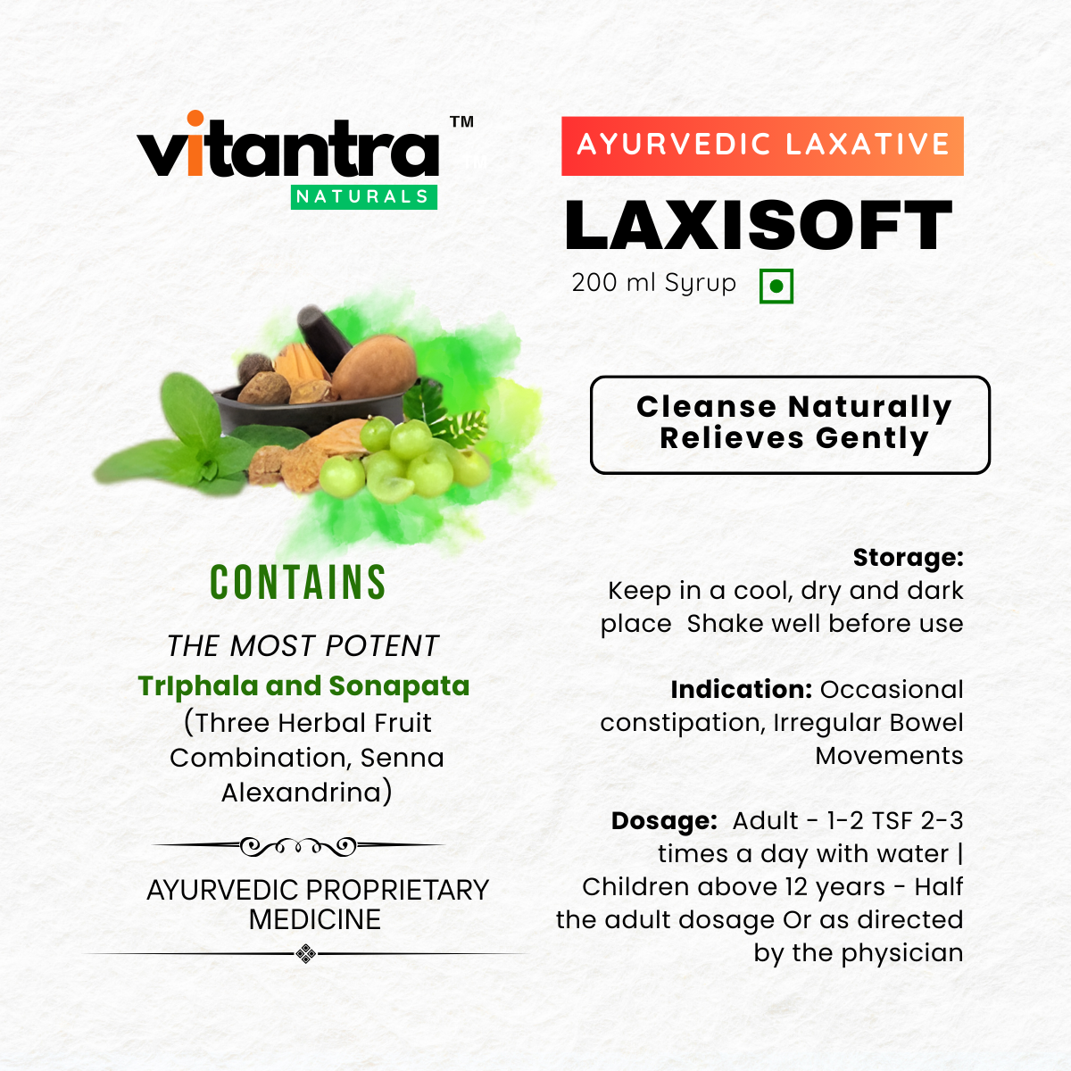Laxisoft Ayurvedic Gentle Laxative for Constipation Relief & Healthy Digestion